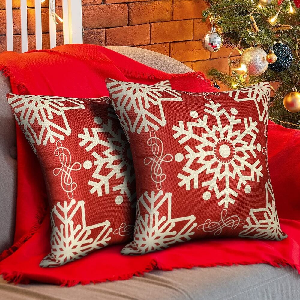 Set of 2 Red Pillow Covers - Throw Pillow Covers 18" x18" Holiday Decor